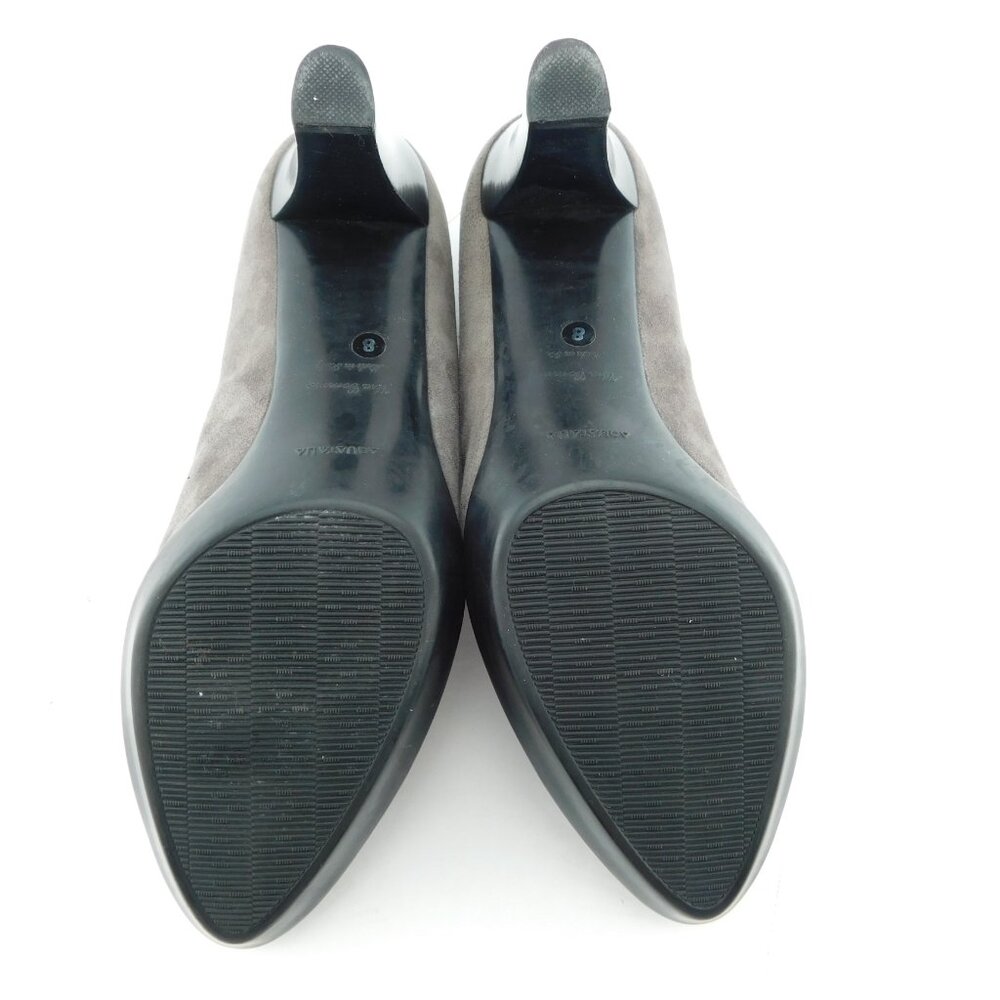 AQUATALIA Gray Suede Leather Weatherproof Ankle Booties Heels Pumps 8 - Picture 7 of 8